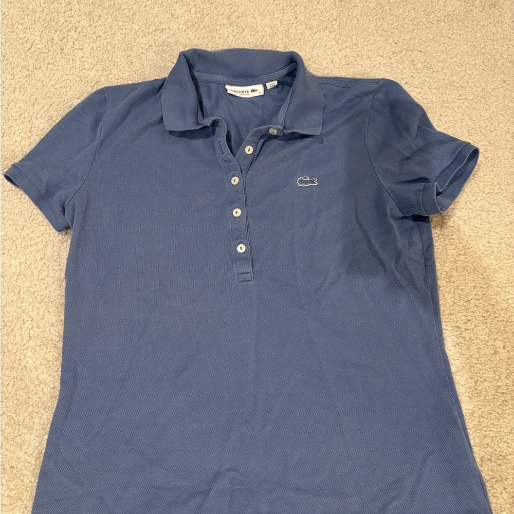 Lacoste Size 38 Slim Fit Women Polo Shirt - Blue